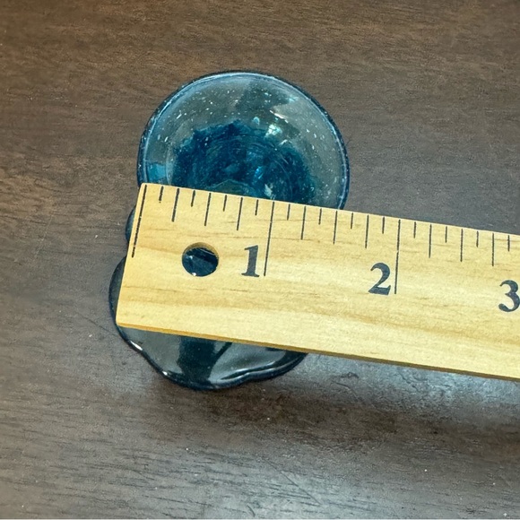 Handblown Avalos Glass Blue Candlestick Holder Vintage - Picture 9 of 9